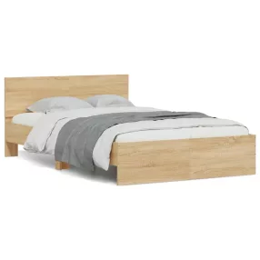   vidaXL sonoma tölgy színű ágykeret fejtámlával és LED-del 140x190 cm