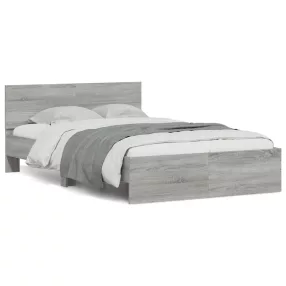   vidaXL szürke sonoma színű ágykeret fejtámlával és LED-del 140x190 cm