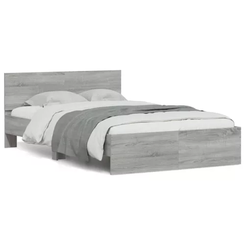vidaXL szürke sonoma színű ágykeret fejtámlával és LED-del 140x190 cm