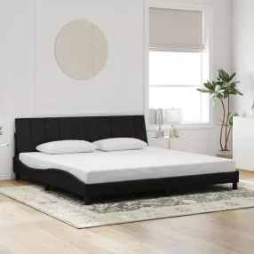 fekete bársony ágykeret matrac nélkül Hanko 200 x 200 cm