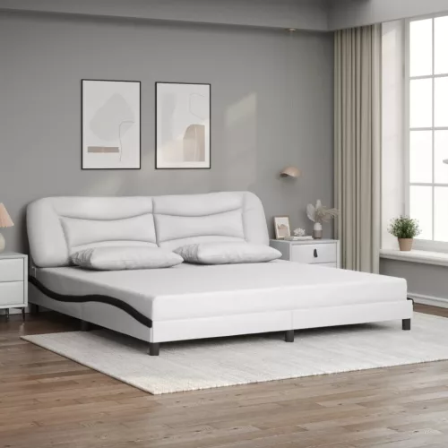 fehér és fekete műbőr ágykeret matrac nélkül Hvar 200x200 cm