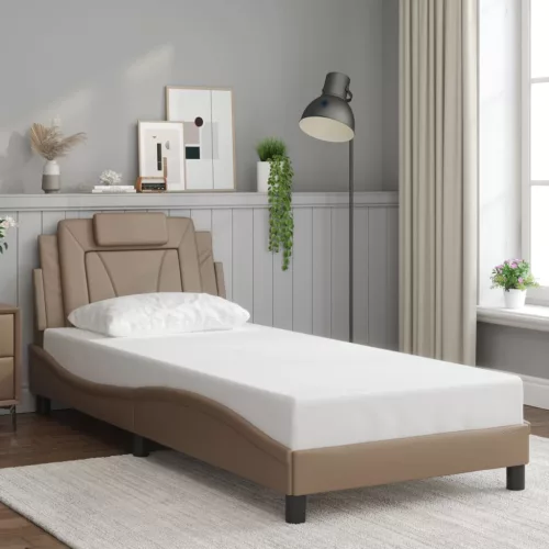 cappuccino színű műbőr ágykeret Viana matrac nélkül 80 x 200 cm