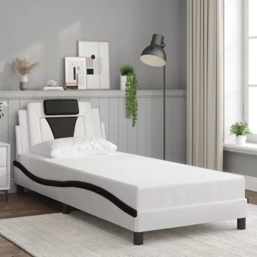 fehér és fekete műbőr ágykeret Viana matrac nélkül 80 x 200 cm
