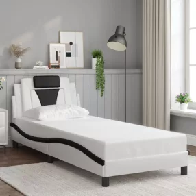   fehér és fekete műbőr ágykeret Viana matrac nélkül 90x190 cm