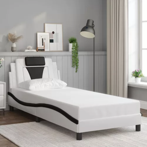 fehér és fekete műbőr ágykeret Viana matrac nélkül 90x190 cm