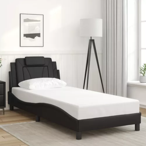 fekete műbőr ágykeret Viana matrac nélkül 90x200 cm