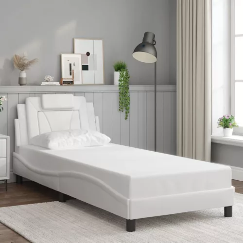 fehér műbőr ágykeret Viana matrac nélkül 90 x 200 cm