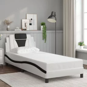   fehér és fekete műbőr ágykeret Viana matrac nélkül 90 x 200 cm