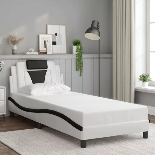 fehér és fekete műbőr ágykeret Viana matrac nélkül 90 x 200 cm