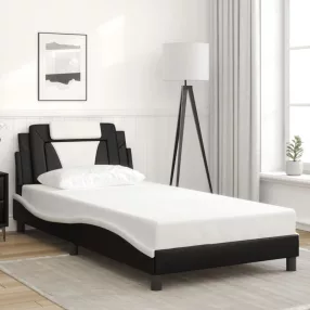   fekete és fehér műbőr ágykeret Viana matrac nélkül 100x200 cm
