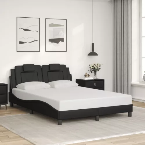 fekete műbőr ágykeret Viana matrac nélkül 140 x 190 cm