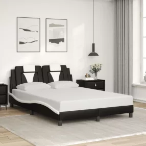   fekete és fehér műbőr ágykeret Viana matrac nélkül 140x190 cm