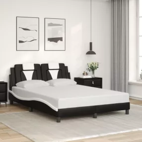  fekete és fehér műbőr ágykeret Viana matrac nélkül 140 x 200 cm