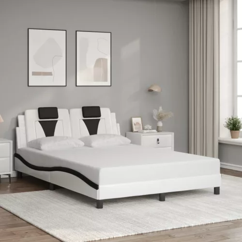 fehér és fekete műbőr ágykeret Viana matrac nélkül 140 x 200 cm