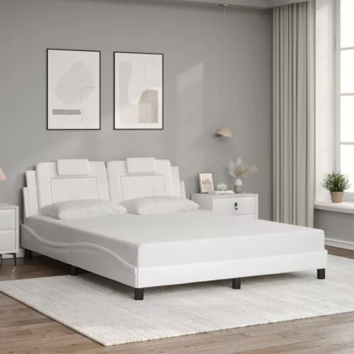 fehér műbőr ágykeret Viana matrac nélkül 160x200 cm