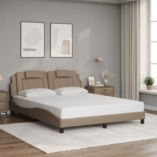 cappuccino színű műbőr ágykeret Viana matrac nélkül 160x200 cm