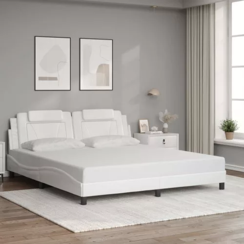 fehér műbőr ágykeret Viana matrac nélkül 180x200 cm