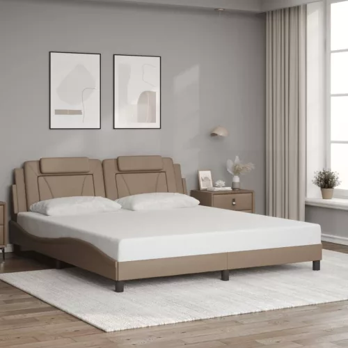 cappuccino színű műbőr ágykeret Viana matrac nélkül 180x200 cm