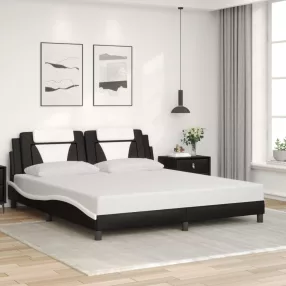   fekete és fehér műbőr ágykeret Viana matrac nélkül 180x200 cm