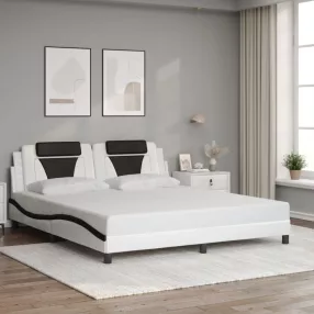   fehér és fekete műbőr ágykeret Viana matrac nélkül 180x200 cm