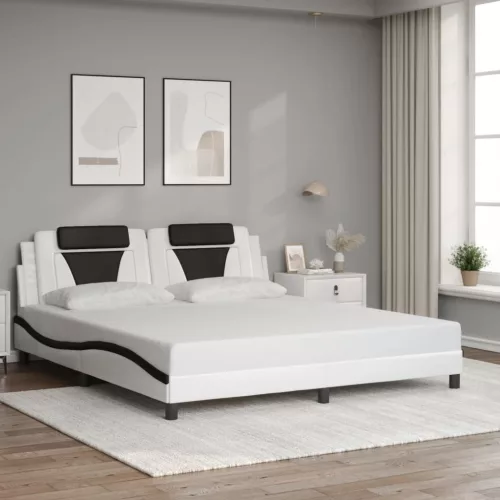 fehér és fekete műbőr ágykeret Viana matrac nélkül 180x200 cm