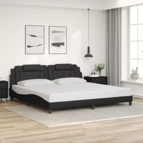fekete műbőr ágykeret Viana matrac nélkül 200x200 cm