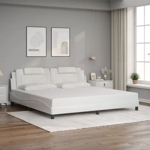 fehér műbőr ágykeret Viana matrac nélkül 200x200 cm