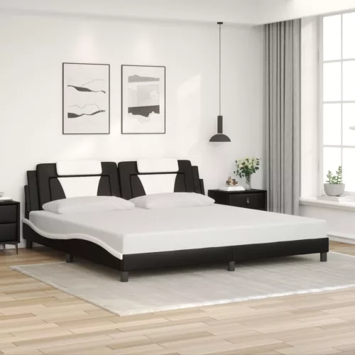 fekete és fehér műbőr ágykeret Viana matrac nélkül 200x200 cm