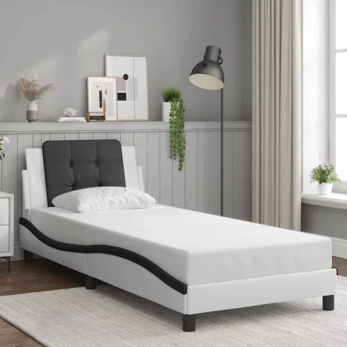 vidaXL fehér és fekete műbőr ágykeret matrac nélkül Zadar 90x190 cm