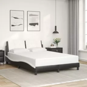   fekete és fehér műbőr ágykeret matrac nélkül Zadar 140x190 cm
