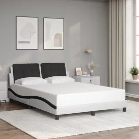   fehér és fekete műbőr ágykeret matrac nélkül Zadar 140 x 190 cm