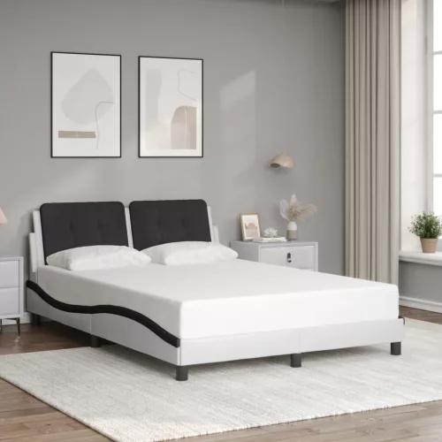 fehér és fekete műbőr ágykeret matrac nélkül Zadar 140 x 190 cm