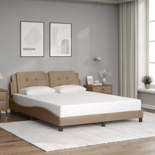 vidaXL cappuccino színű műbőr ágykeret matrac nélkül Zadar 160x200 cm