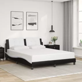   fekete és fehér műbőr ágykeret matrac nélkül Zadar 160 x 200 cm