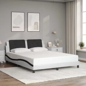   vidaXL fehér és fekete műbőr ágykeret matrac nélkül Zadar 160 x 200 cm