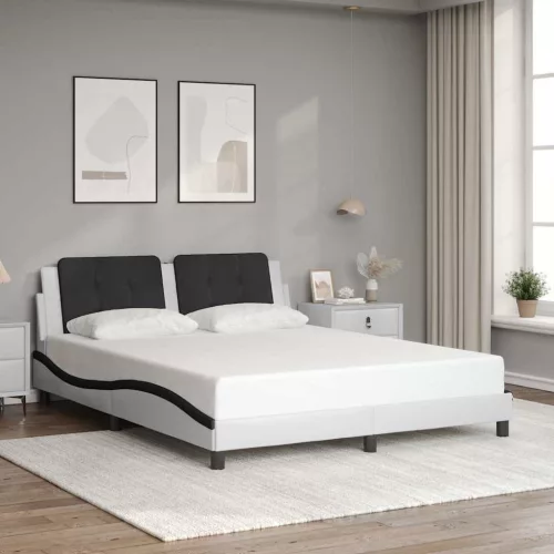 vidaXL fehér és fekete műbőr ágykeret matrac nélkül Zadar 160 x 200 cm