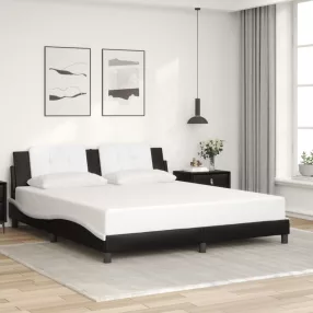   fekete és fehér műbőr ágykeret matrac nélkül Zadar 180x200 cm
