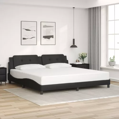 fekete műbőr ágykeret matrac nélkül Zadar 200x200 cm