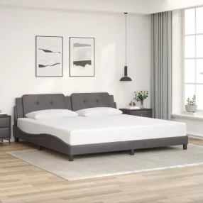   vidaXL szürke műbőr ágykeret matrac nélkül Zadar 200 x 200 cm