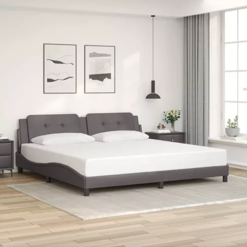 vidaXL szürke műbőr ágykeret matrac nélkül Zadar 200 x 200 cm
