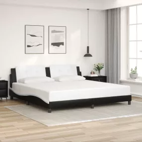   vidaXL fekete és fehér műbőr ágykeret matrac nélkül Zadar 200x200 cm