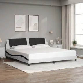   vidaXL fehér és fekete műbőr ágykeret matrac nélkül Zadar 200x200 cm