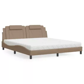   vidaXL cappuccino színű műbőr ágy Viana matraccal 180 x 200 cm