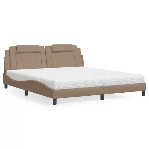 vidaXL cappuccino színű műbőr ágy Viana matraccal 180 x 200 cm