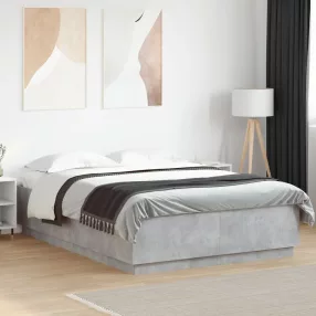 vidaXL betonszürke szerelt fa ágykeret 120 x 200 cm