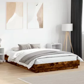   füstös tölgy színű ágykeret LED-világítással 150x200 cm