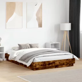   füstös tölgy színű ágykeret LED-világítással 120x190 cm