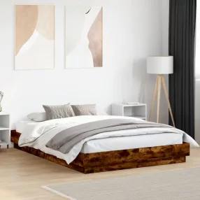 füstös tölgyszínű szerelt fa ágykeret 120 x 200 cm