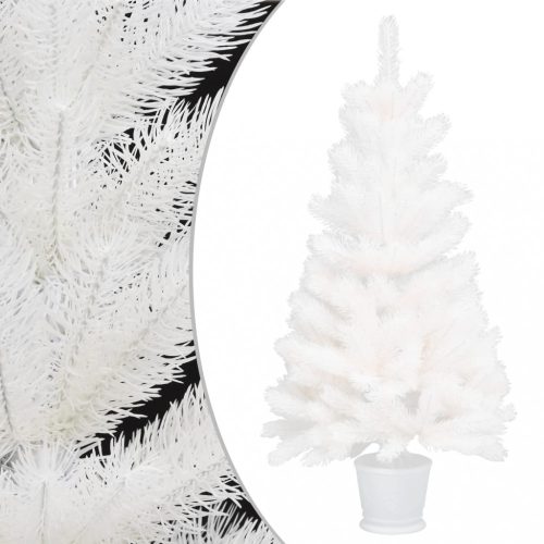  fehér műkarácsonyfa élethű tűlevelekkel 90 cm