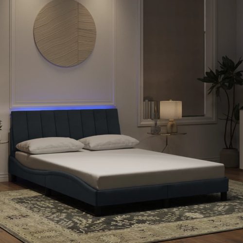 sötétszürke bársony ágykeret LED-világítással 120 x 200 cm